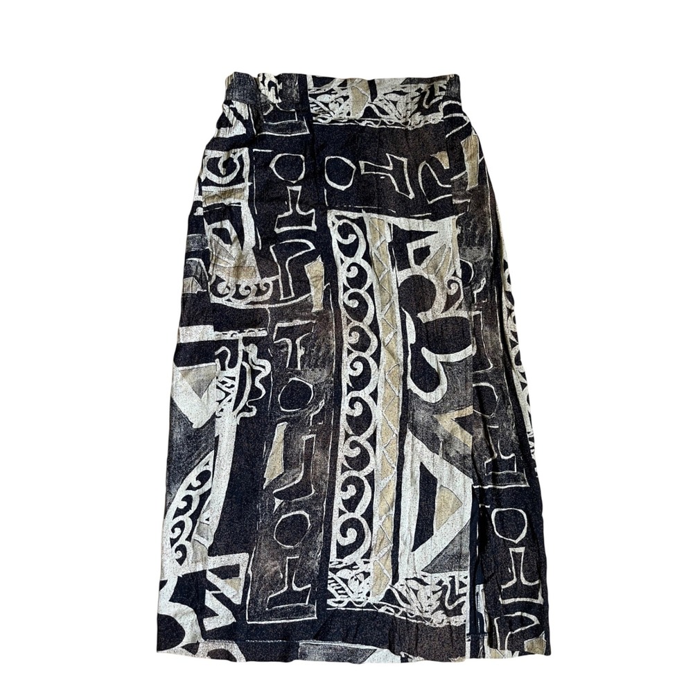Marnie West Vintage Abstract Midi Skirt M USA Boho Tribal Maximalist Art to Wear